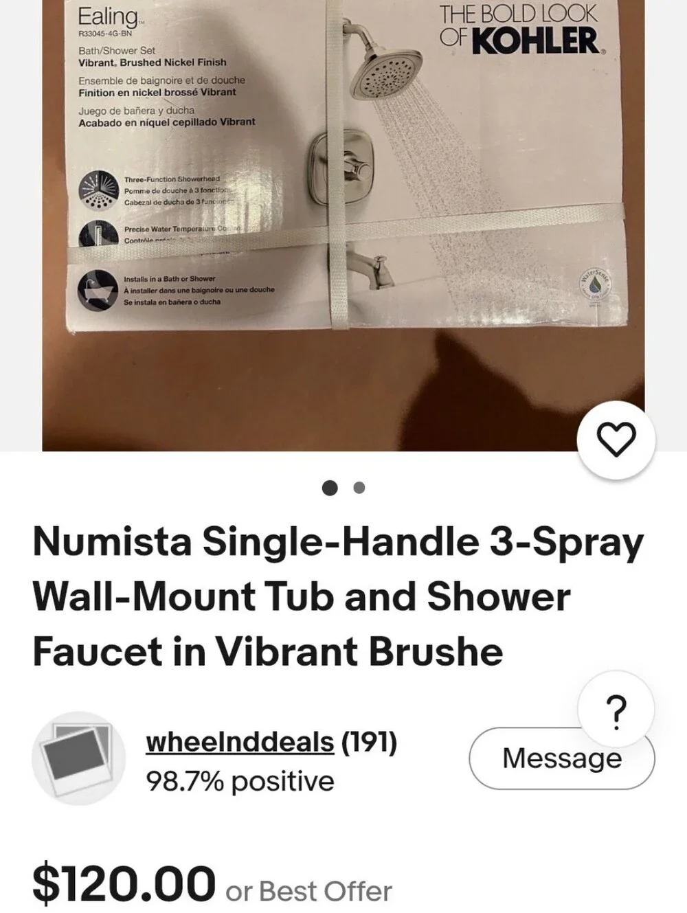 Brand New Numista Brushed Nickel Bath/Shower Set
